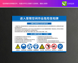 受限空间作业危险告知牌
