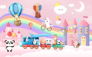 卡通儿童房背景墙图片