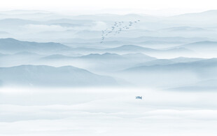 新中式極簡水墨山水畫背景墻