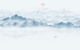 新中式水墨山水背景墻
