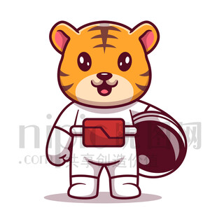 可爱卡通动物宇航员老虎