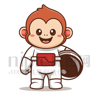 可愛卡通動(dòng)物宇航員猴子