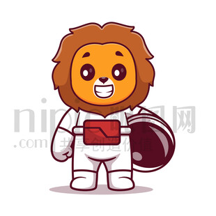 可爱卡通动物宇航员狮子