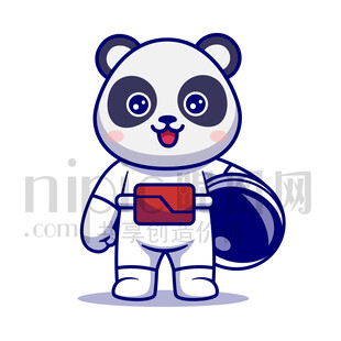 可愛卡通動物宇航員大熊貓