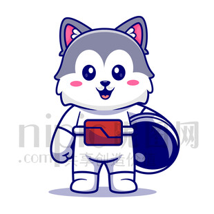 可愛卡通動(dòng)物宇航員大灰狼