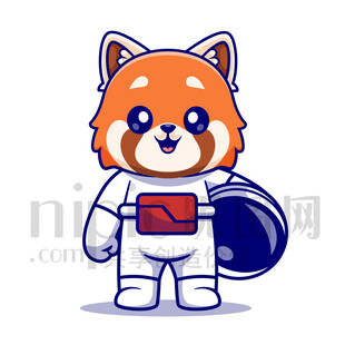 可愛卡通動物宇航員小熊貓
