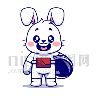 可愛卡通動物宇航員小白兔