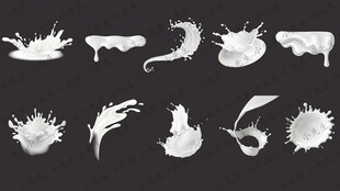 白色牛奶酸奶液體飛濺特效