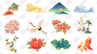 古風(fēng)中國風(fēng)國潮元素插畫設(shè)計(jì)