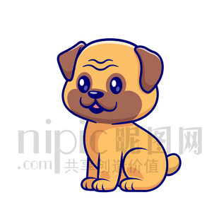 可愛卡通動物癩皮狗