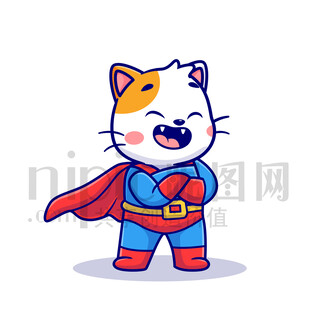 可愛卡通超人小貓