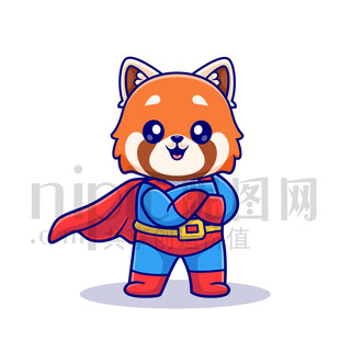 可愛卡通超人小熊貓