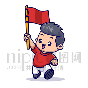 可愛卡通奔跑的男孩