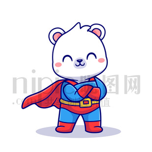 可愛卡通超人北極熊