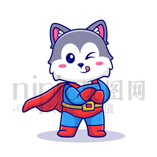 可愛卡通超人大灰狼