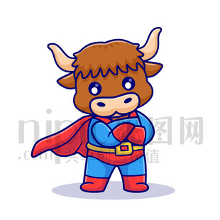 可愛卡通超人老黃牛公牛