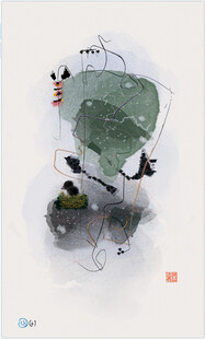 原創(chuàng)日式赤貧風(fēng)墨綠色線條色塊