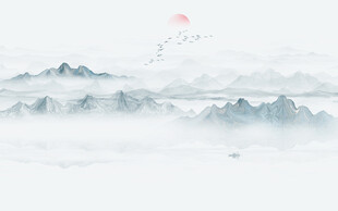 新中式水墨山水畫背景墻