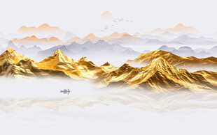 金色水墨山水畫
