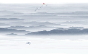 遠山近水水墨風(fēng)景畫