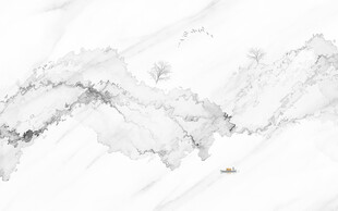 抽象水墨線條煙霧山水電視背景墻