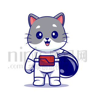 可愛(ài)卡通動(dòng)物宇航員貓咪