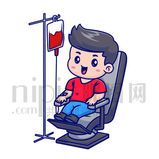 可愛卡通人物公益獻(xiàn)血的男孩