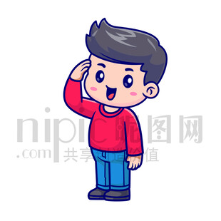 可愛(ài)卡通敬禮的男孩