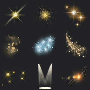 金色閃光特效光暈光點(diǎn)亮光星光