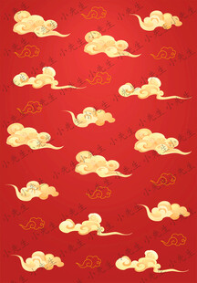 紅色國潮國風(fēng)古風(fēng)祥云壁紙插畫