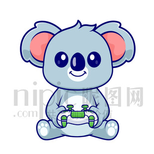 可愛卡通打電玩的樹袋熊