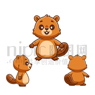 卡通松鼠三視圖