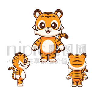 卡通老虎三視圖