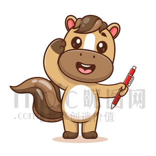 可愛卡通敬禮的馬