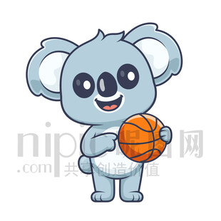 可愛卡通抱著籃球的考拉熊