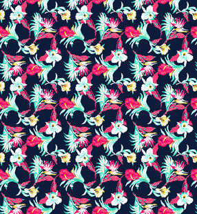 多彩花卉圖案布料紋理