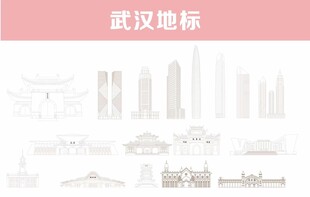 武漢地標建筑線稿圖