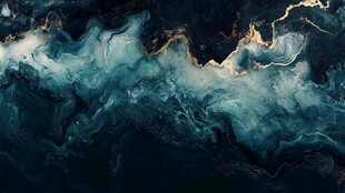 深邃藍金交融的流體藝術