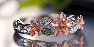 花朵銀手鐲 精致優雅飾品