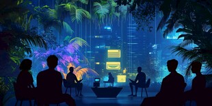 科技與自然融合的會(huì)議場(chǎng)景