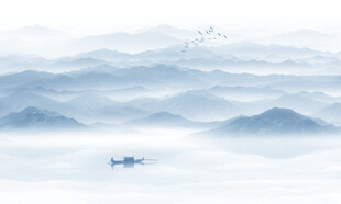 现代简约新中式水墨山水画背景墙