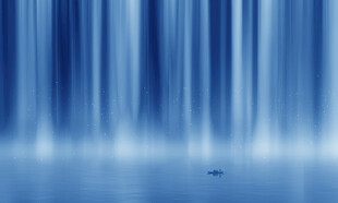 流水生财瀑布背景墙