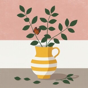 花瓶中綠植插畫
