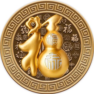 金色福祿葫蘆裝飾圖案
