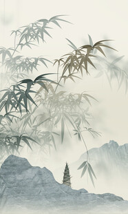 新中式水墨竹子