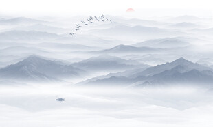 水墨群山背景圖