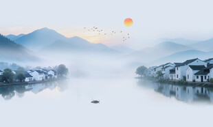 意境水墨山水画