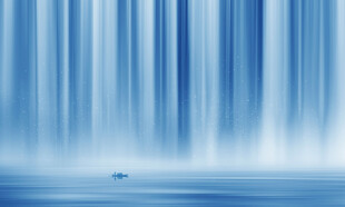 招财瀑布山水画幕墙