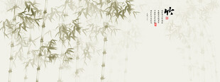 新中式燈箱水墨竹子背景墻