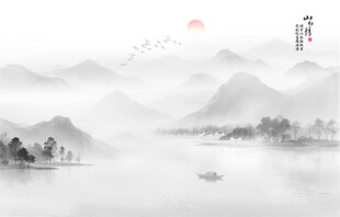 意境山水画背景墙